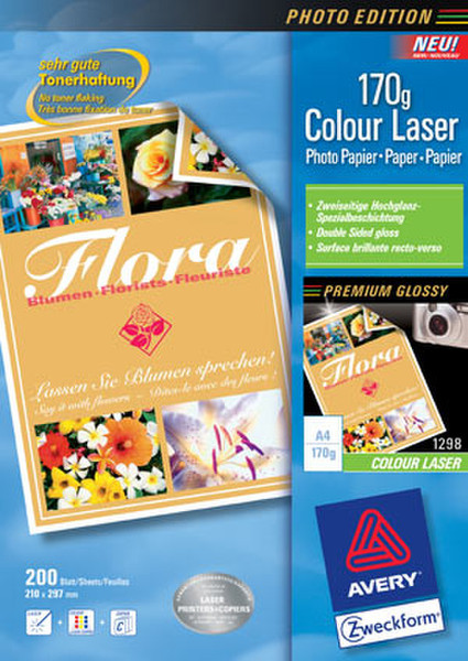 Avery Premium Colour Laser Photo Paper 170 g/m² Белый бумага для печати