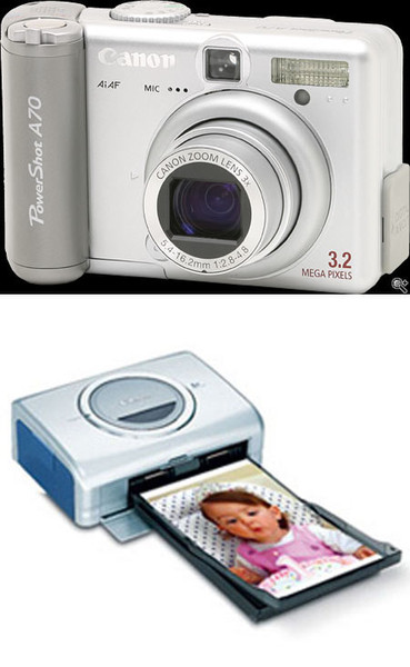 Canon PowerShot A70 Camera & CP-200 Foto Printer 3.2МП 1/2.7