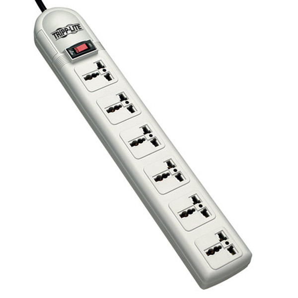 Tripp Lite Protect It! 230V 6-Universal Outlet Surge Protector, 1.8M Cord, British Plug, 750 Joules