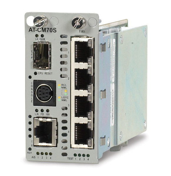 Allied Telesis 4 xT1/E1 + 10/100TX over SFP-based fiber line card сетевой медиа конвертор