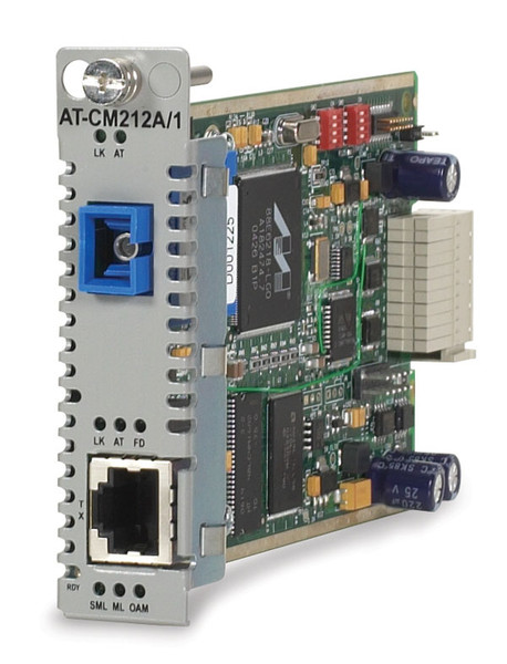 Allied Telesis 10/100TX, 100FX (SC,SM) SMF media & rate converter line card w/ OAM, 15km 100Mbit/s 1310nm network media converter