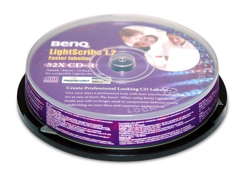 Benq CD-R 700MB 80Min Lightscribe 52x Cakebox 10pk CD-R 700МБ 10шт