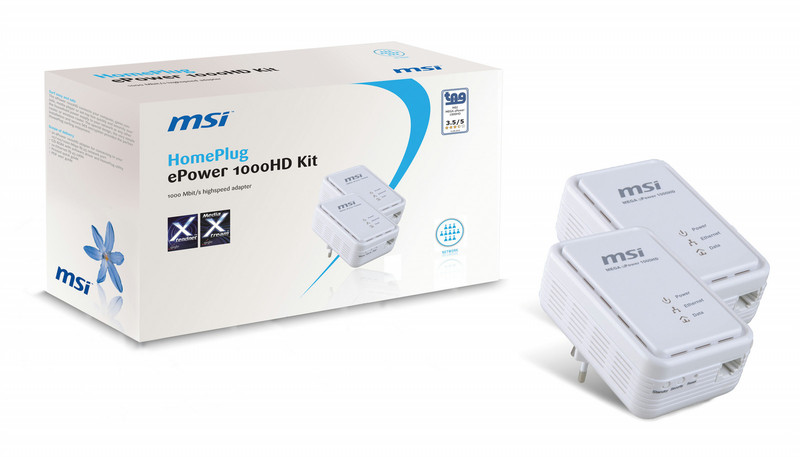 MSI HomePlug ePower 1000HD kit Ethernet 1000Mbit/s