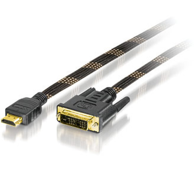 Equip HDMI->DVI(18+1) M->M, 2,0m 2м Черный, Золотой