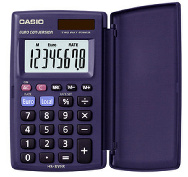 Casio HS-8VER Tasche Einfacher Taschenrechner Blau
