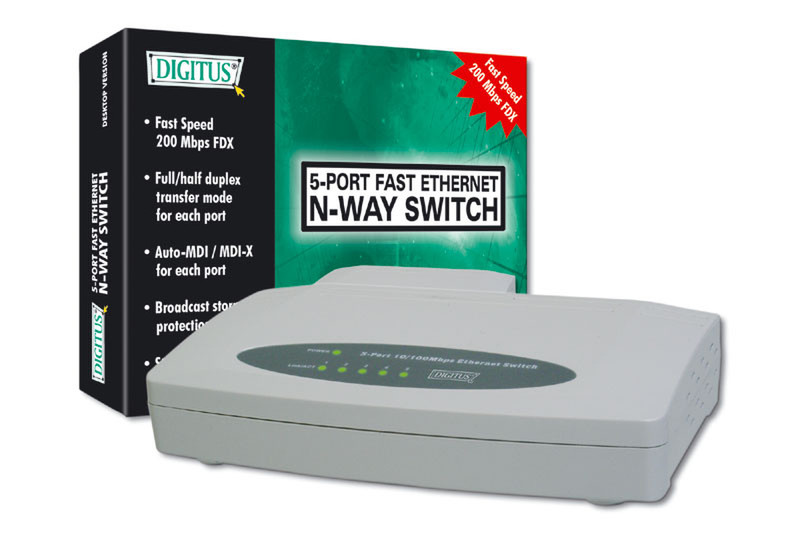 Digitus Fast Ethernet Switch N-Way 5 Port Неуправляемый