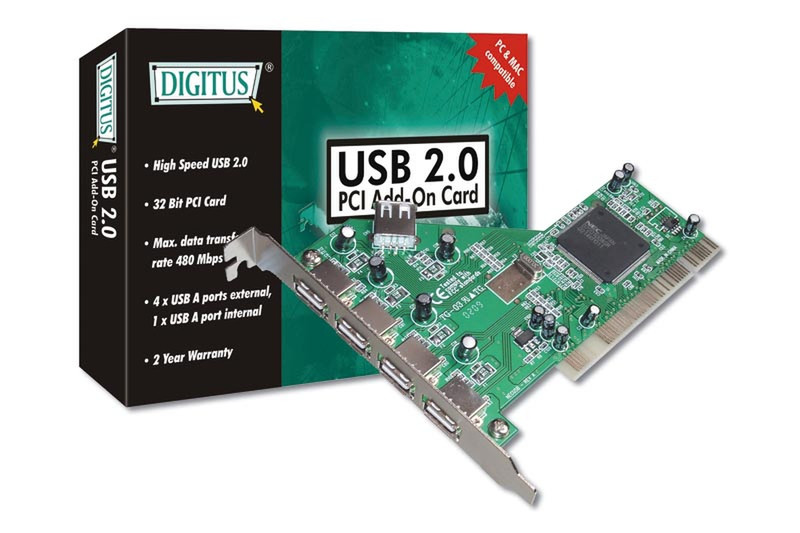 Digitus Internal USB 2.0 ADD on Card интерфейсная карта/адаптер