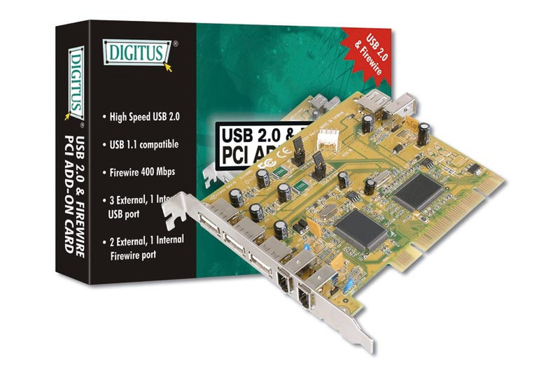 Digitus PCI Card USB 2.0 and IEEE 1394 интерфейсная карта/адаптер