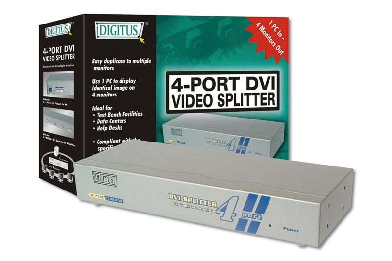 Digitus VGA Splitter DVI 1 in 4 Notebook-Dockingstation & Portreplikator