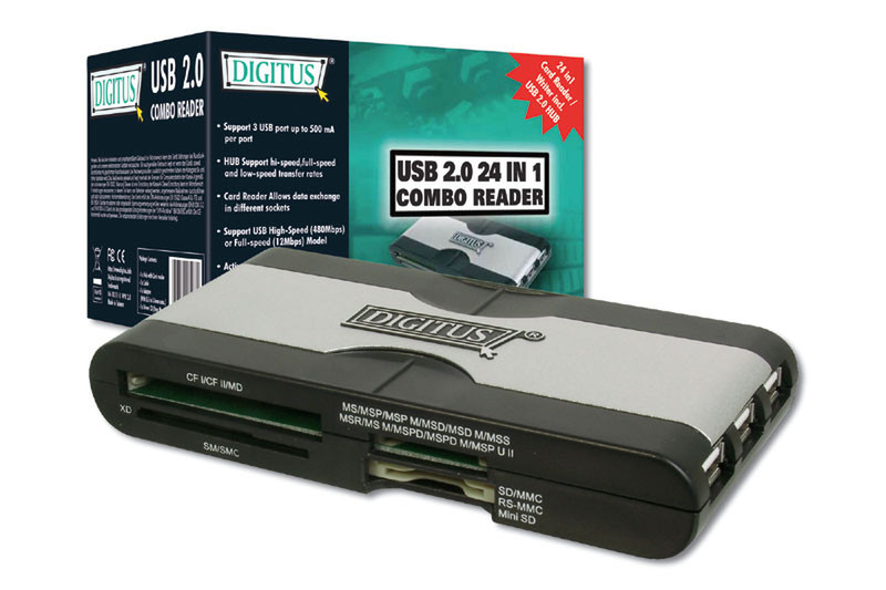 Digitus USB 2.0 Cardreader 24in1+Hub устройство для чтения карт флэш-памяти