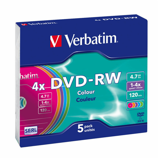 Verbatim DVD-RW Colours 4x 4.7ГБ DVD-RW 5шт