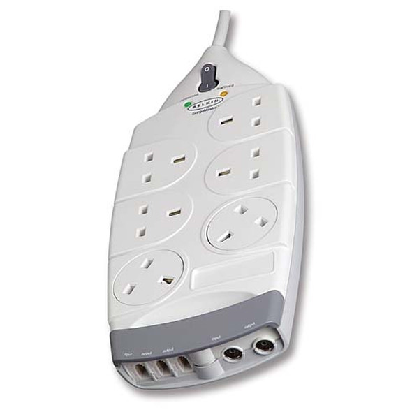 Belkin 6-Socket SurgeMaster Superior Series, with Telephone & AV Protection 6AC outlet(s) 230V 2m White surge protector