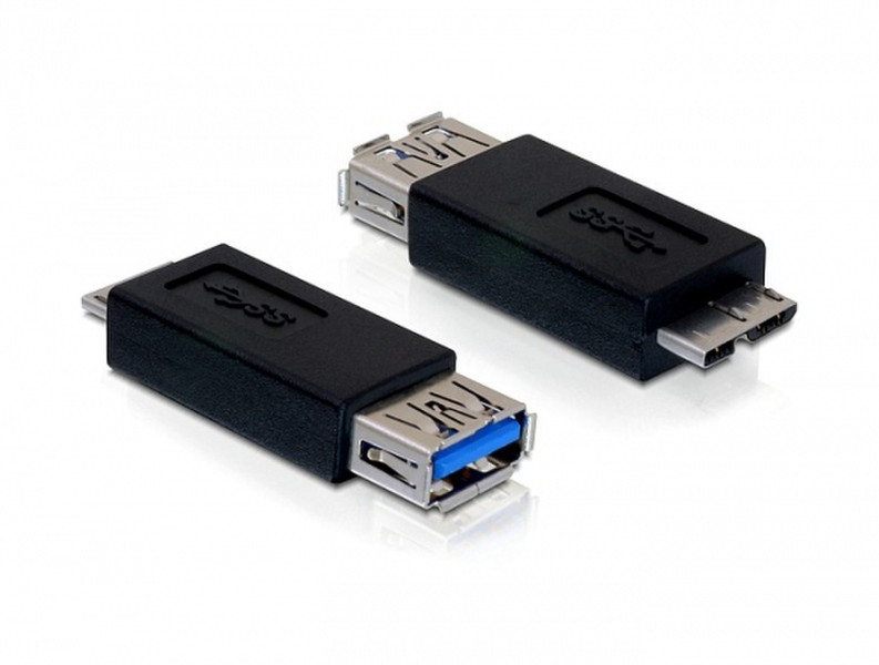 DeLOCK USB 3.0 Adapter USB 3.0-A FM micro USB 3.0-B M Черный кабельный разъем/переходник