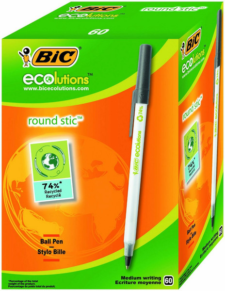 BIC Ecolutions Round Stic Stick ballpoint pen Black 60pc(s)