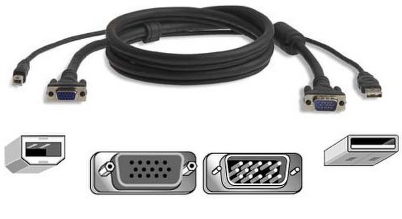 Belkin Cable Kit KVM OmniView USB Serie Pro Plus, 3m 3m Schwarz Tastatur/Video/Maus (KVM)-Kabel