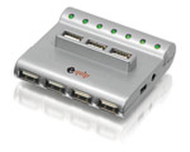 Equip USB 2.0 Hub 7 Port 480Mbit/s Silver interface hub