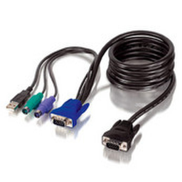 Equip Cable Set PS2 + USB, 3m 3m Schwarz Tastatur/Video/Maus (KVM)-Kabel