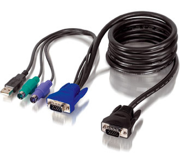 Equip Cable Set PS2 + USB 5m Black KVM cable