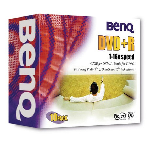 Benq DVD+R 4,7GB 120min 16x Jewel Case 10pk 4.7ГБ DVD+R 10шт