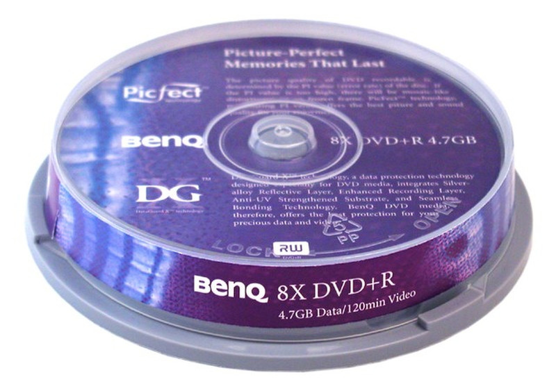 Benq DVD+R 4,7GB 120min 8x 10pk Cake Box 4.7GB DVD+R 10pc(s)