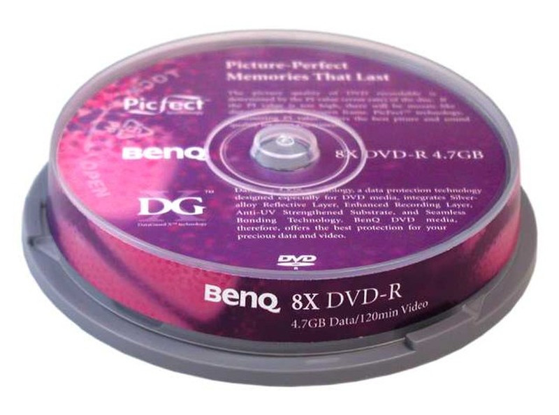 Benq DVD-R 4,7GB 120Min 8x Cake Box 10pk 4.7ГБ DVD-R 10шт