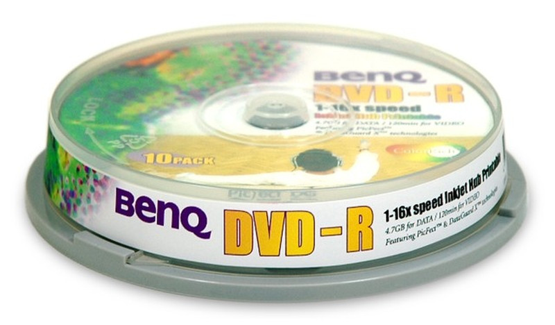 Benq DVD-R 4,7GB 120Min 16x White Inkjet Printable Cake Box 10pk 4.7GB DVD-R 10Stück(e)