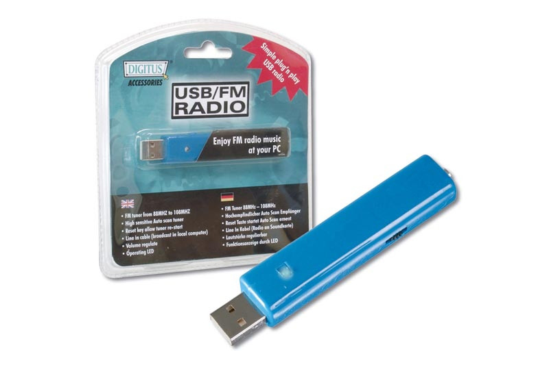 Digitus USB FM - Radio Синий радиоприемник