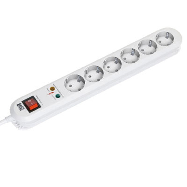 Bachmann Surge protector, 1.5m 6AC outlet(s) 250V 1.5m White surge protector