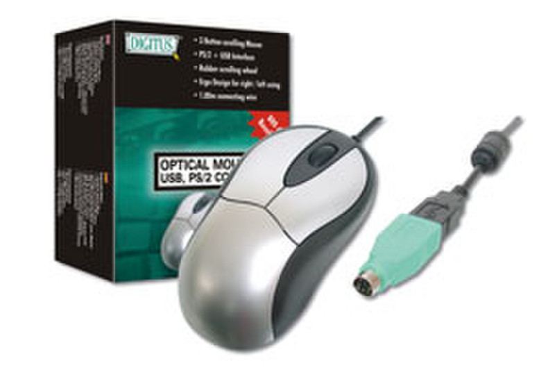 Digitus Optical Mouse USB+PS/2 Оптический 820dpi компьютерная мышь
