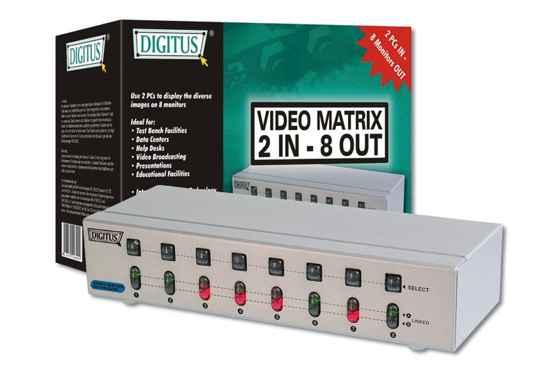 Digitus Video Matrix 2 In / 8 Out Notebook-Dockingstation & Portreplikator