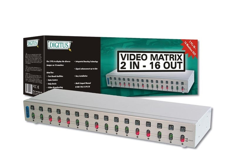 Digitus Video Matrix 2 In / 16 Out Notebook-Dockingstation & Portreplikator