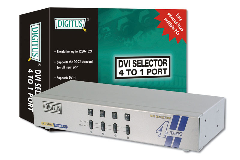 Digitus VGA Selector DVI 1 in 4 PCs Notebook-Dockingstation & Portreplikator