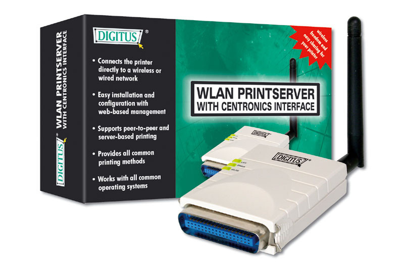 Digitus WLAN - Fast Ethernet Print Server Беспроводная LAN сервер печати