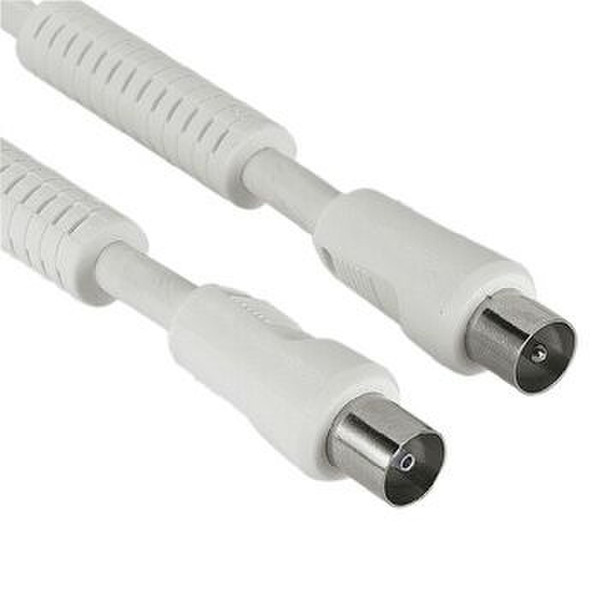 Hama Antenna Cable with Ferrite Cores 90 dB, 3 m, White 3m Weiß Koaxialkabel