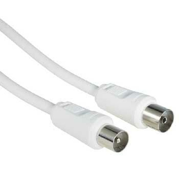 Hama Antenna Cable Coaxial Male Plug - Coaxial Female Jack, 1 m, 75 dB 1m White coaxial cable