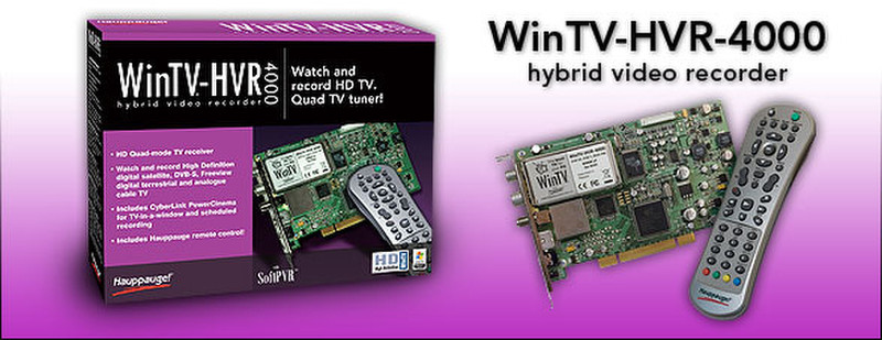 Hauppauge WinTV HVR-4000 Eingebaut Analog,DVB-T,DVB-S PCI