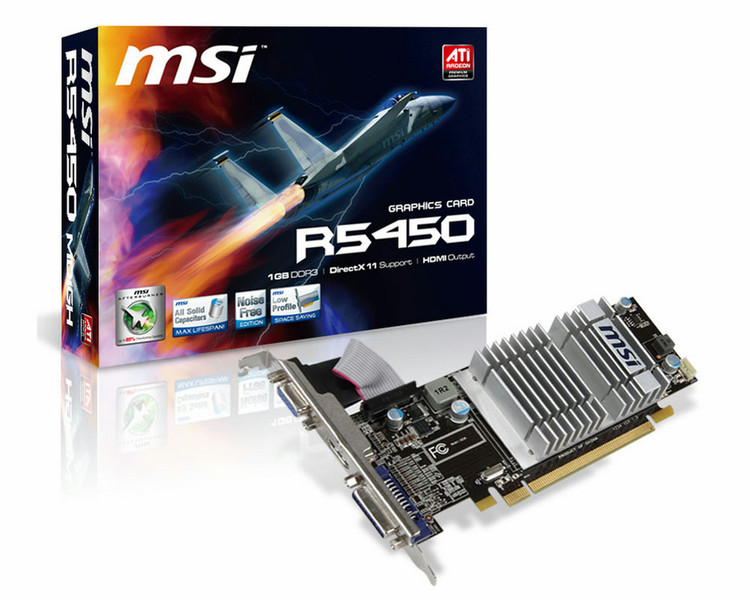 MSI R5450-MD1GD3H/LP Radeon HD5450 1GB GDDR3 graphics card