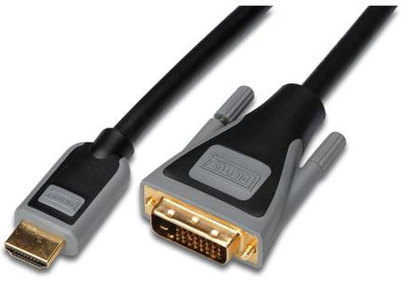 Digitus DK-108010 2м HDMI DVI-D Черный, Серый адаптер для видео кабеля