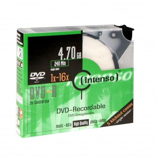 Intenso DVD-R 4.7GB, 16x 4.7GB DVD-R 5pc(s)