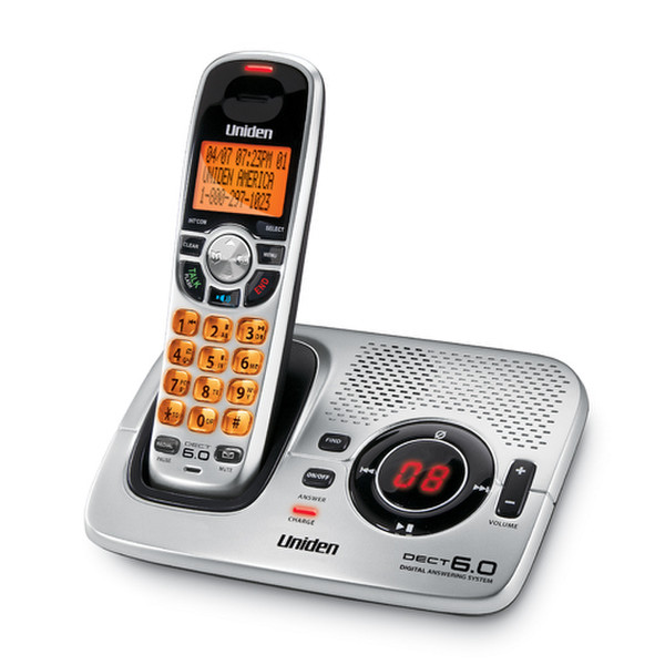 Uniden DECT1580 DECT Идентификация абонента (Caller ID) Черный, Cеребряный телефон