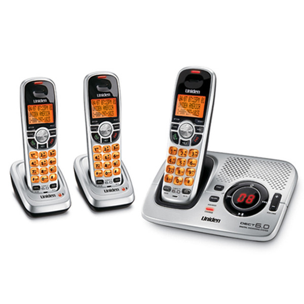 Uniden DECT1580-3 DECT Идентификация абонента (Caller ID) Черный, Cеребряный телефон