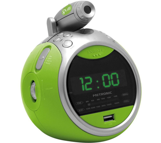 Metronic 477017 Clock Digital Green radio