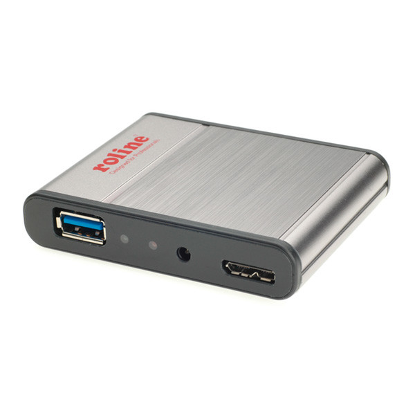 ROLINE USB 3.0 Mini Hub, 4 Ports, with Power Supply
