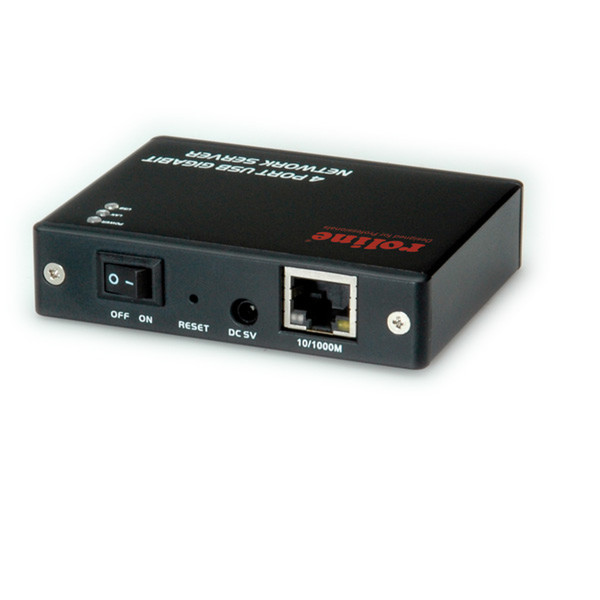 ROLINE USB 2.0 Hub über IP, 4-Port, Gigabit, schwarz