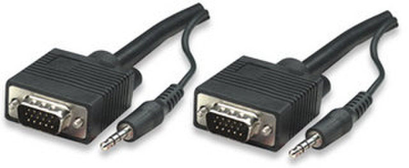 Manhattan 4.5m SVGA Audio Cable 4.5m VGA (D-Sub) + 3.5mm VGA (D-Sub) + 3.5mm Schwarz