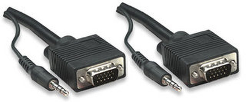 Manhattan 10m SVGA Audio Cable 10m VGA (D-Sub) + 3.5mm VGA (D-Sub) + 3.5mm Black