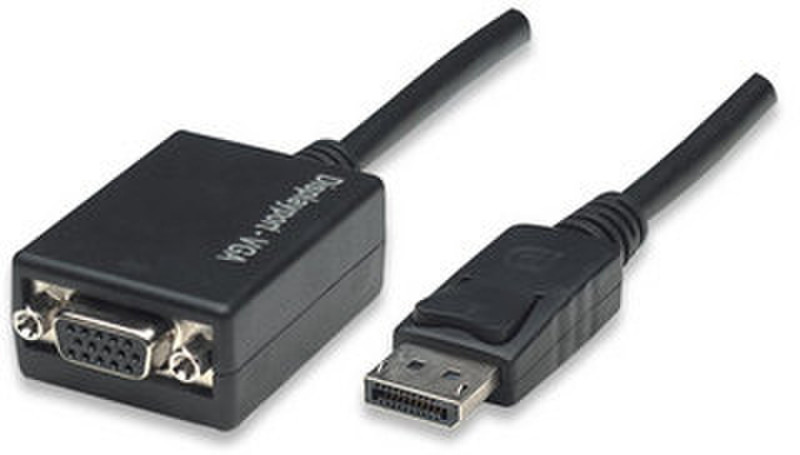 Manhattan 0.15m DisplayPort VGA Cable 0.15m DisplayPort VGA (D-Sub) Schwarz Videokabel-Adapter
