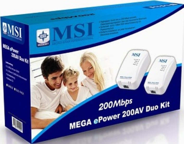 MSI MEGA ePower 200AV Kit 200Mbit/s networking card