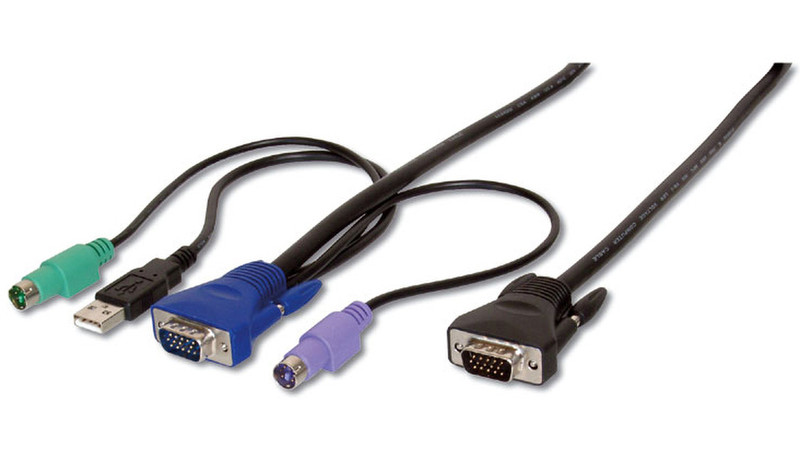 ASSMANN Electronic KVM Cable 5m Schwarz Tastatur/Video/Maus (KVM)-Kabel