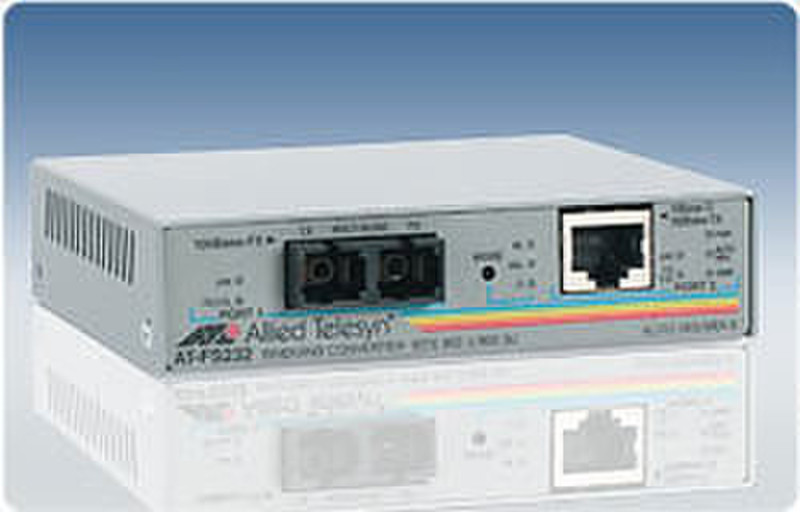 Allied Telesis 2 port Fast Ethernet switch media converter 10/100TX to 100FX (SC), 2km 100Mbit/s Netzwerk Medienkonverter